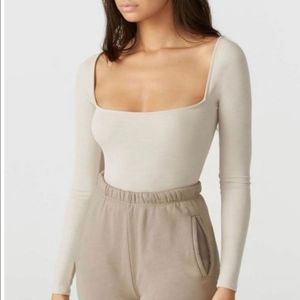 Joah Brown square neck top XS